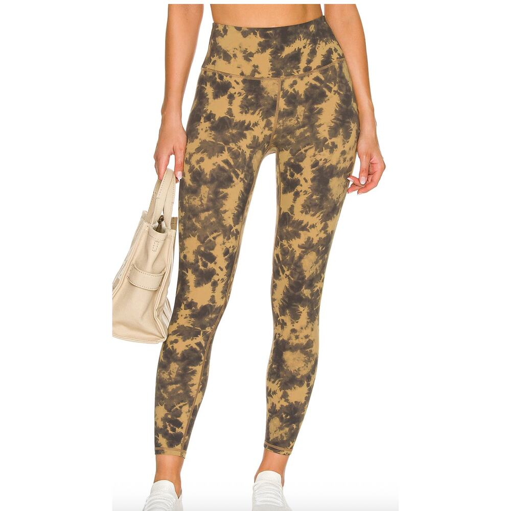 VARLEY Women's Tie Dye Cropped Leggings Sz LARGE Let's Go High-Rise Flaxen